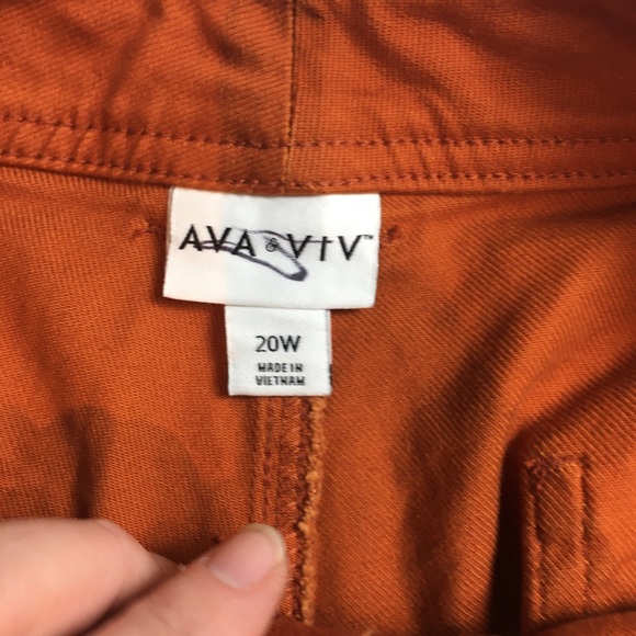 Ava & Viv Womens Shorts Stretch Jean Denim Rust Deep Orange Sz 20W NWOT - Picture 5 of 10
